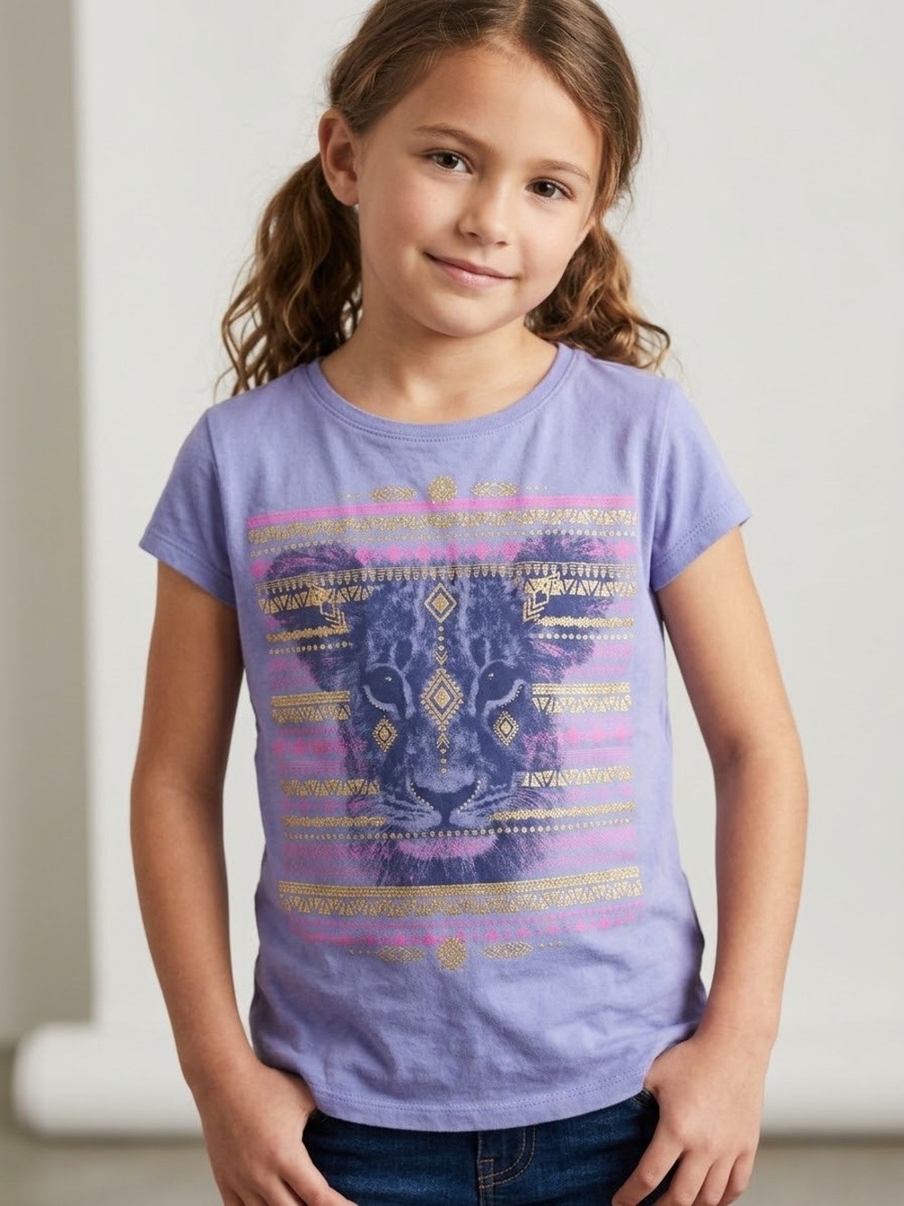 The Children's Place Lavender Short-Sleeve Tiger Graphic Tee